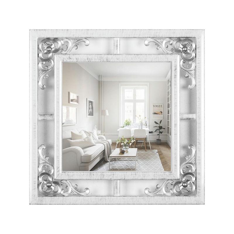 Зеркало настенное 38*38см ажурн/корпус бел/серебро (5шт) - 3850-Z1