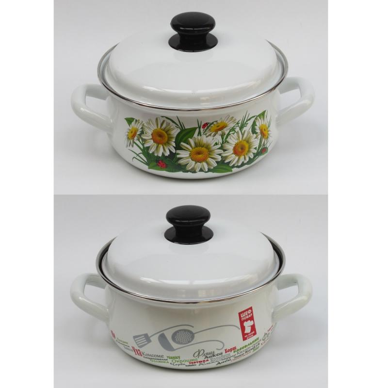 Кастрюля эмаль 2л сфер с рис корич. - 61904-102/6-У4 (703380)