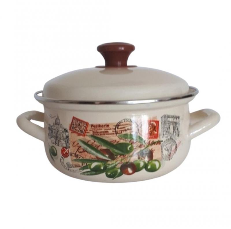 Кастрюля эмаль 2л сфер с рис слоновая - 61904-102/6-У4 (703665) (н)