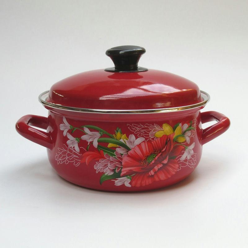 Кастрюля эмаль 2л сфер с рис Апрель красн. - 61915-103/6-У4 (705578)