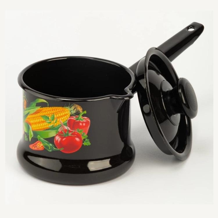Ковш эмаль 1л с/кр с рис Царица полей корич. (8шт) - 90204-072/4 (705586)