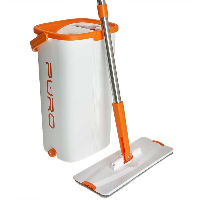 Ведро с отжимом + швабра Puro Флэт Mop 9л бел. (1шт) - 51002