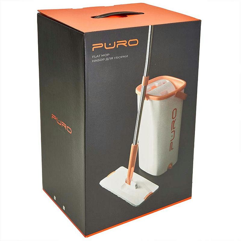 Ведро с отжимом + швабра Puro Флэт Mop 9л бел. (1шт) - 51002