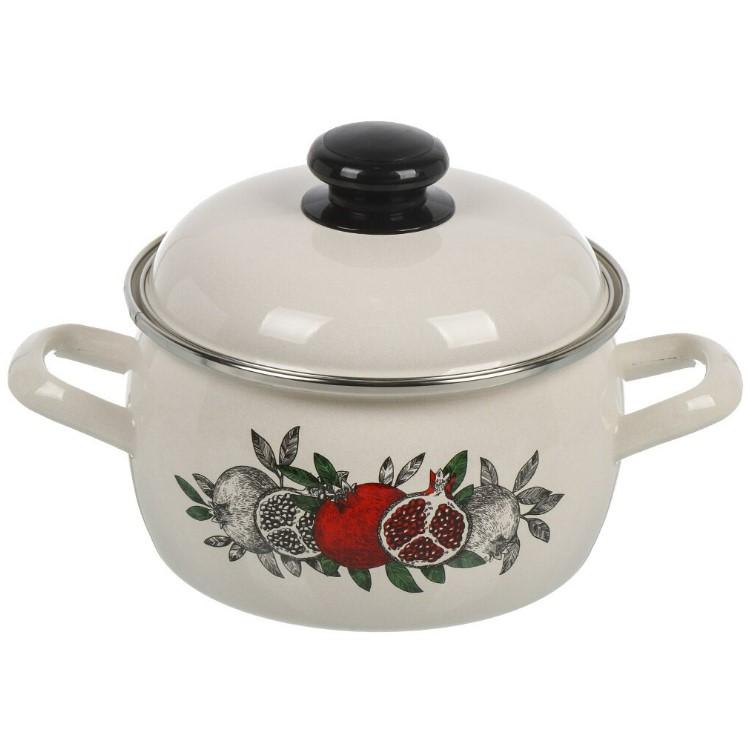 Кастрюля эмаль 2л сфер с рис Цвет граната (8шт) - С4210АП2/4 (в)