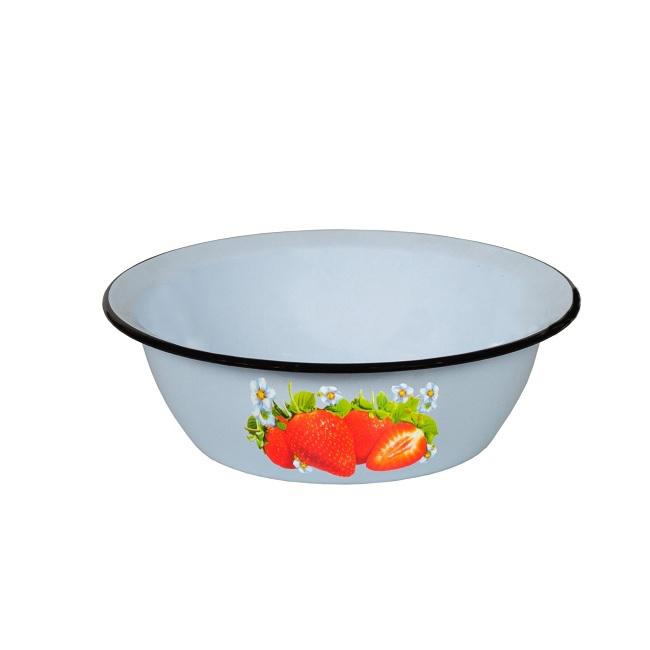 Миска эмаль 1,5л с рис Клубника садовая серо-гол. (20шт) - 1с7с