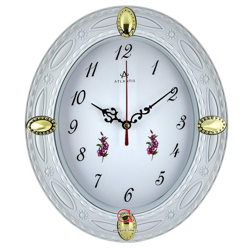 Часы настенные Atlantis овал 22х26см - 690 white**