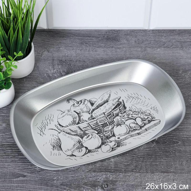 Блюдо нерж 26*16*3см Натюрморт овал DR-100 (400шт) - 714472 **