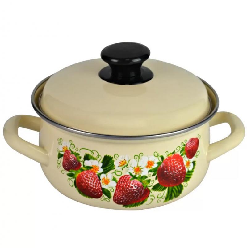 Кастрюля эмаль 1,5л сфер с рис слоновая (6шт) - 61904-082/6 (703373)