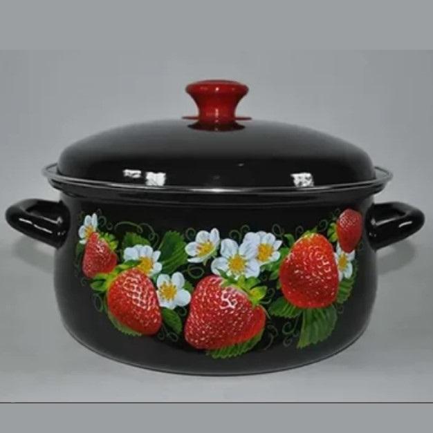 Кастрюля эмаль 2л сфер с рис корич. (4шт) - 61904-102/6-У4 (703666)