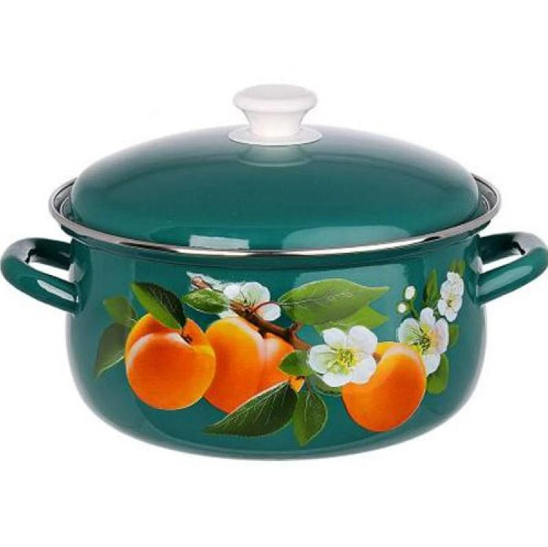 Кастрюля эмаль 2л сфер с рис бирюза (4шт) - 61915-103/6-У4 (703929)