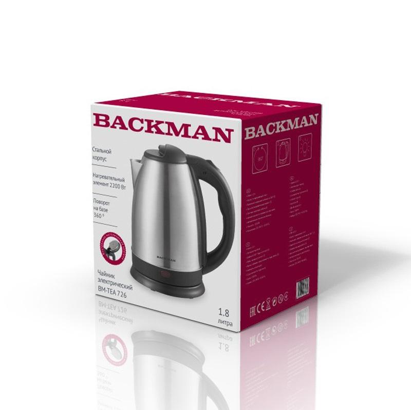 Чайник эл нерж/пласт 1,8л 2200Вт свет.индик (12шт) - BM-TEA 726