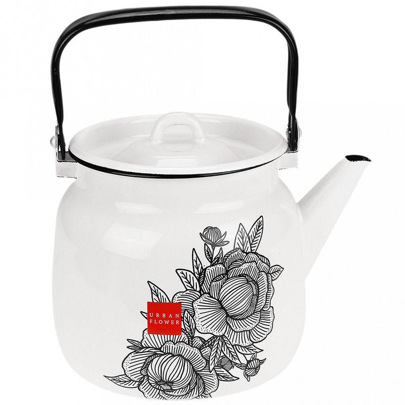 Чайник эмаль 3,5л с рис Городской цветок Urban flower (4шт) - С2713/4Рч