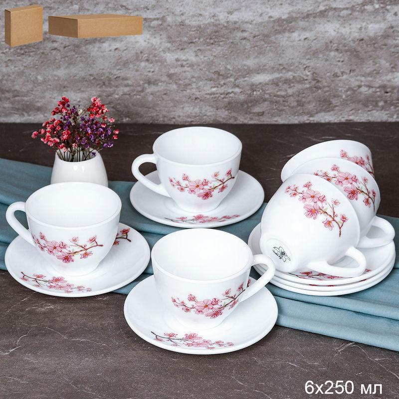 Чайный набор стеклокерам 12 пред 250мл Сакура GRAY-GB220/12 (7196) (8шт) - 735336