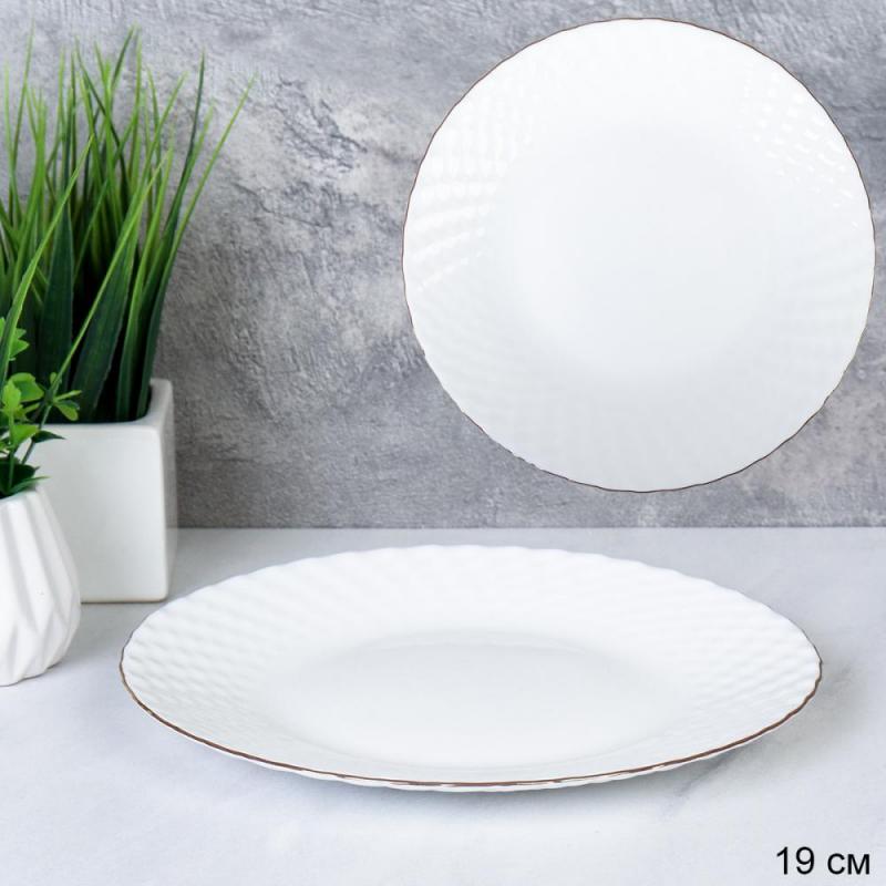 Тарелка стеклокерам 19см золотая отводка NHG75 (white GOLD) (6/72шт) - 742968