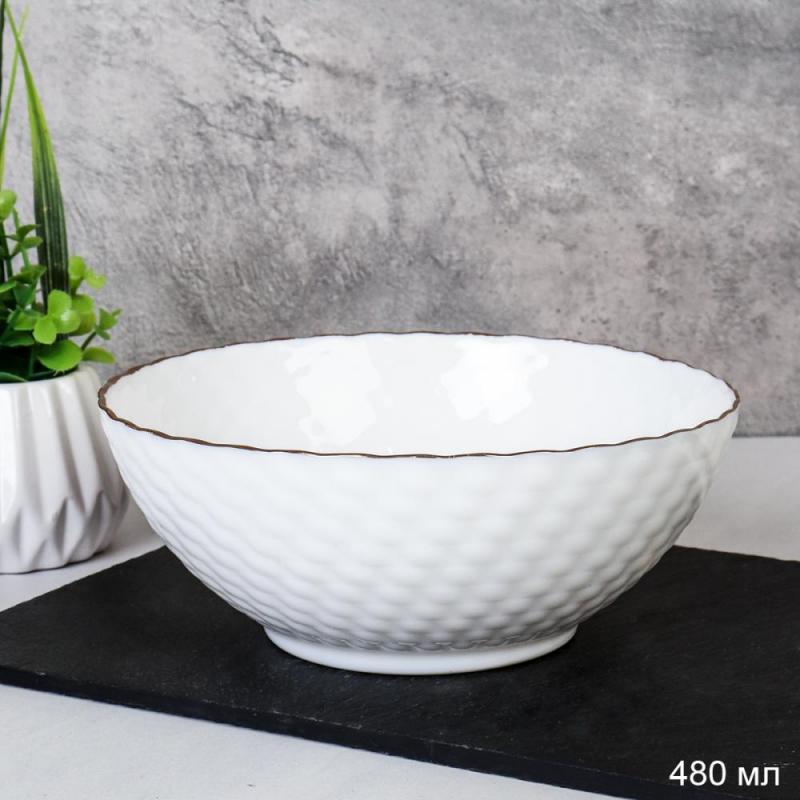 Салатник стеклокерам 600мл 15см золотая отводка NHG60 (white GOLD) (6/48шт) - 742966