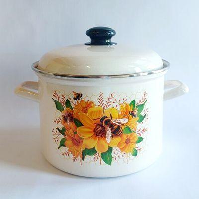 Кастрюля эмаль 4,5л цил. с рис Цветочный мед (4шт) - С1615АП2/4Жм
