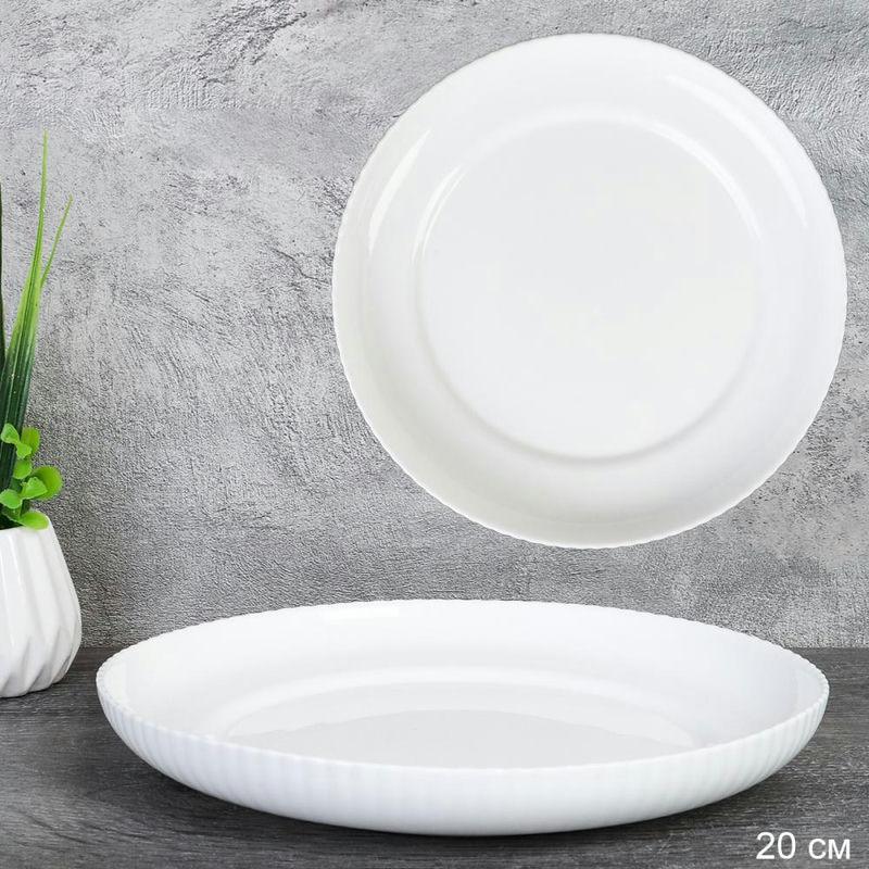 Тарелка стеклокерам 20см Вертикаль бел. FLSLQP80 (WHITE) (6/48шт) - 743708