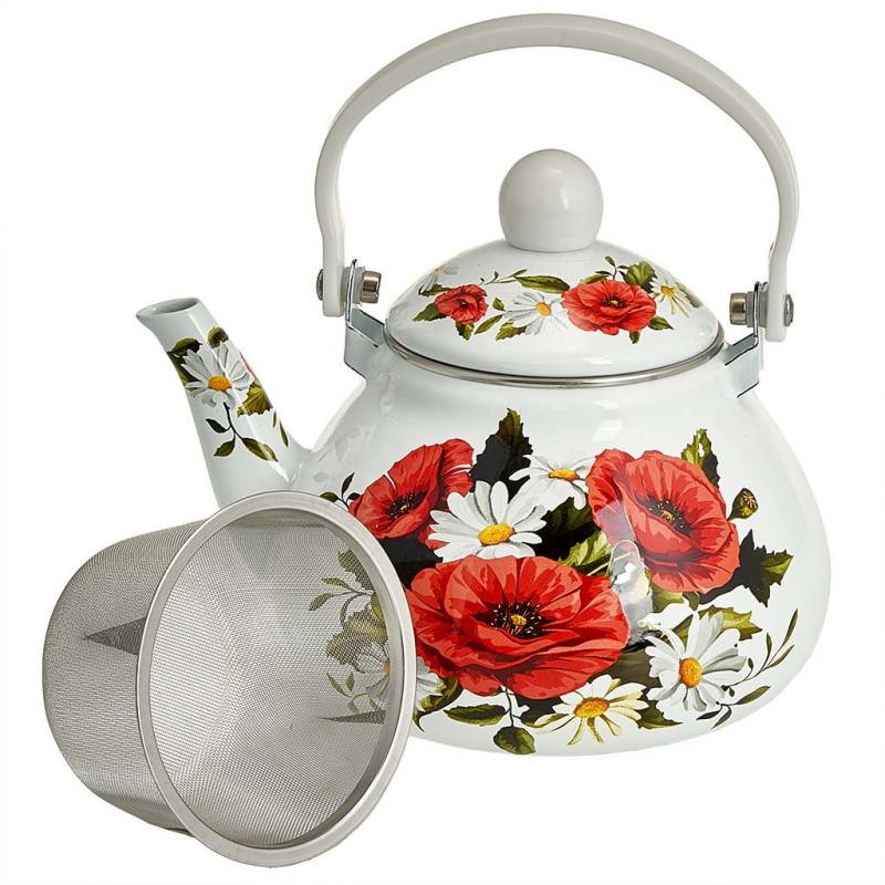 Чайник эмаль 1,3л с фильтром из нерж Маки ЕМ-1330 (8шт)
