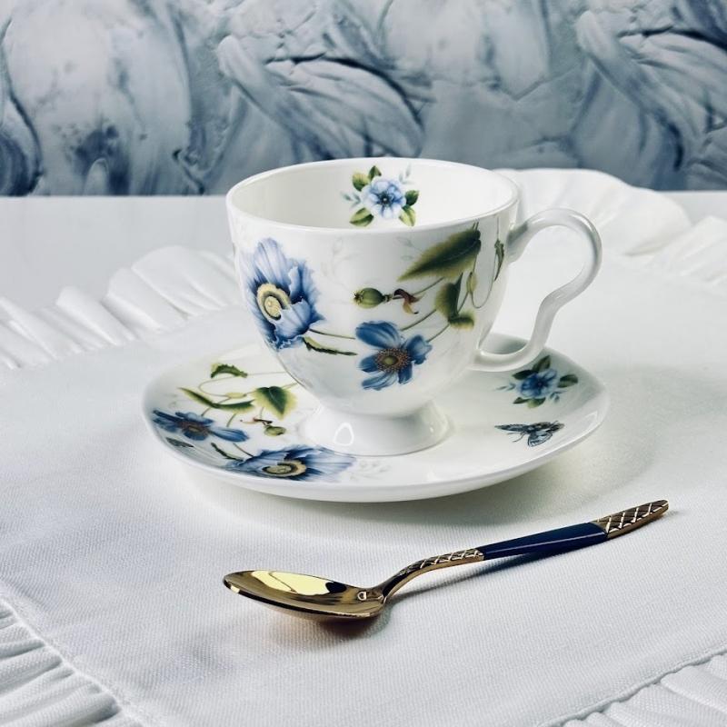Чайный набор костяной фарфор 12 пред 240мл Flowers Lenardi под/уп (6шт) - 205-993