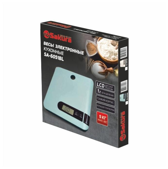 Весы кухонные эл 5кг Sakura гол. (12шт) - SA-6051BL