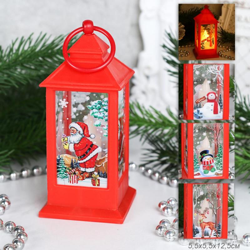 Фонарь светодиодный 13см новогодний красный JSFD02red (12шт) - 736099