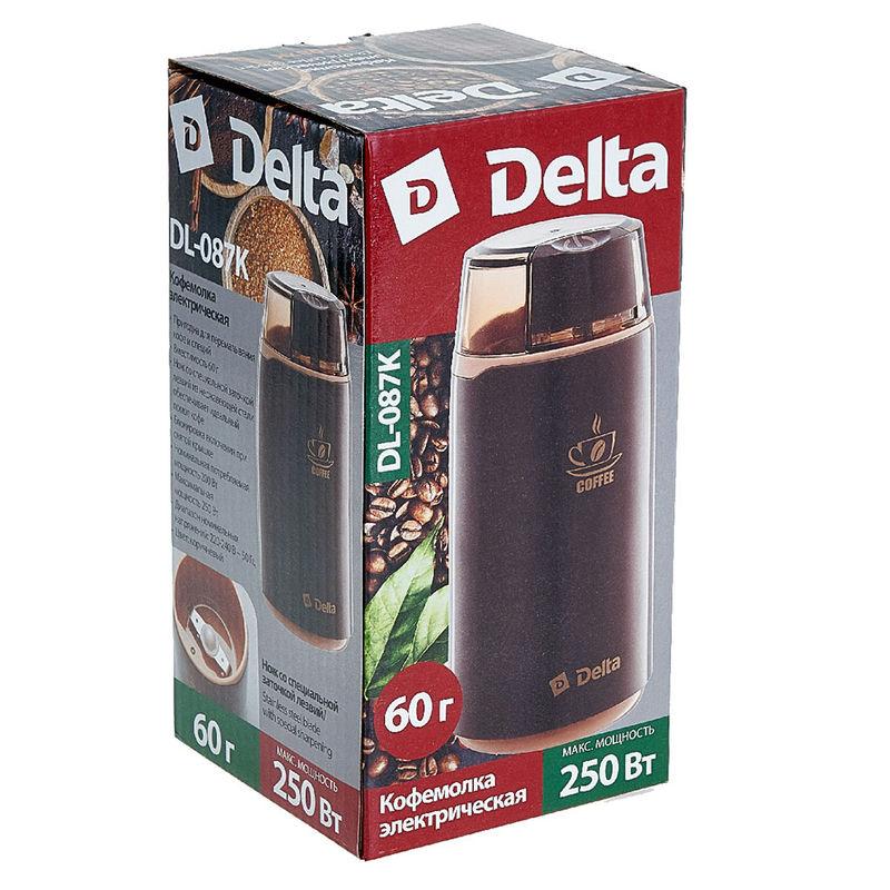 Кофемолка эл 250Вт обьем 60гр Delta коричн. (8шт) - DL-087К