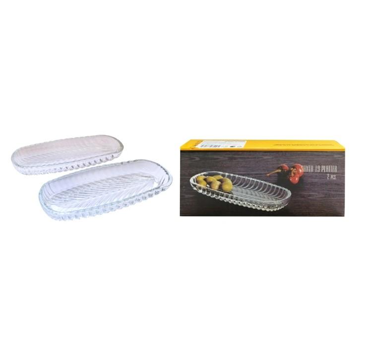 Набор блюд стекло 2 пред 19*8см Santa под/уп (12шт) - PL1256GCL