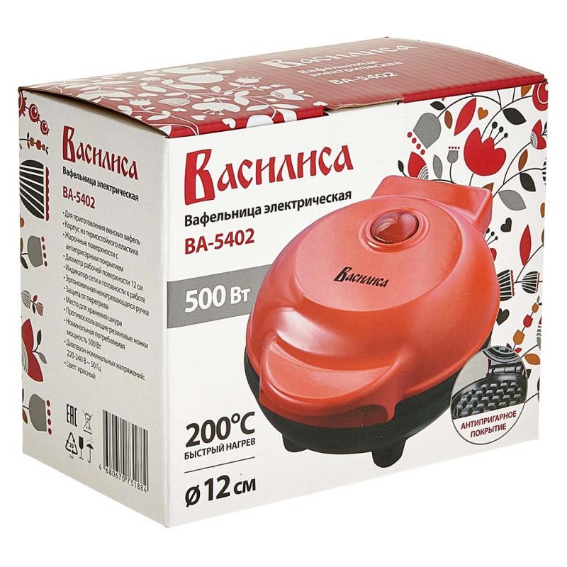 Вафельница эл 500Вт Василиса Венская АП красн. (6шт) - ВА-5402