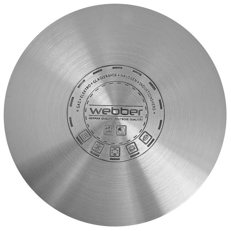 Кастрюля нерж 12л Webber Every Day 26*22см стекл/кр - BE-368/2