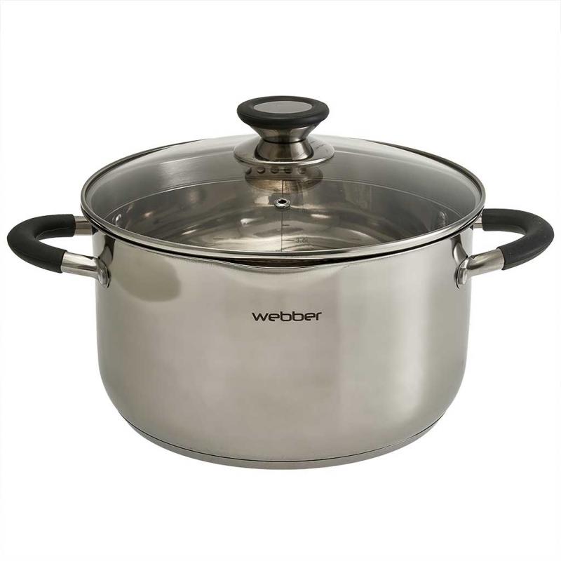 Кастрюля нерж 6л Webber стекл/кр (4шт) - BE-375/2