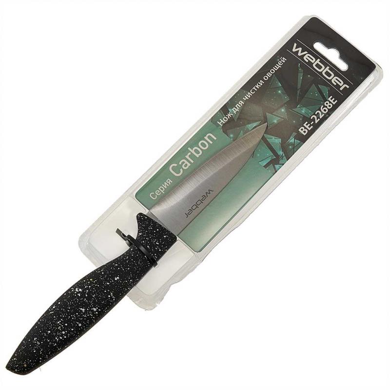 Нож кухонный 8,9см Carbon черн. гранит (24шт) - BE-2268E