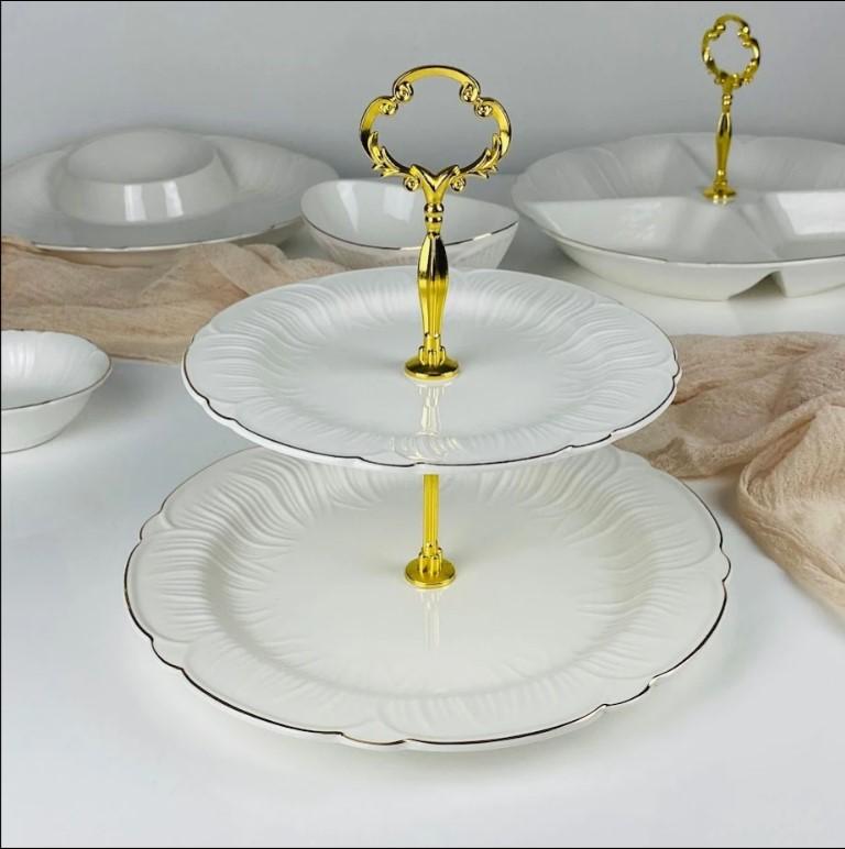 Фруктовница фарфор 2-х ярус Lenardi Orchidea под/уп (6шт) - 109-272