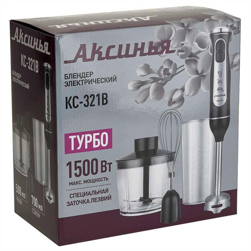 Блендерный набор 1500Вт Аксинья Турбо измельч. венч.стакан 2 скорости бел. (6шт) - КС-321В