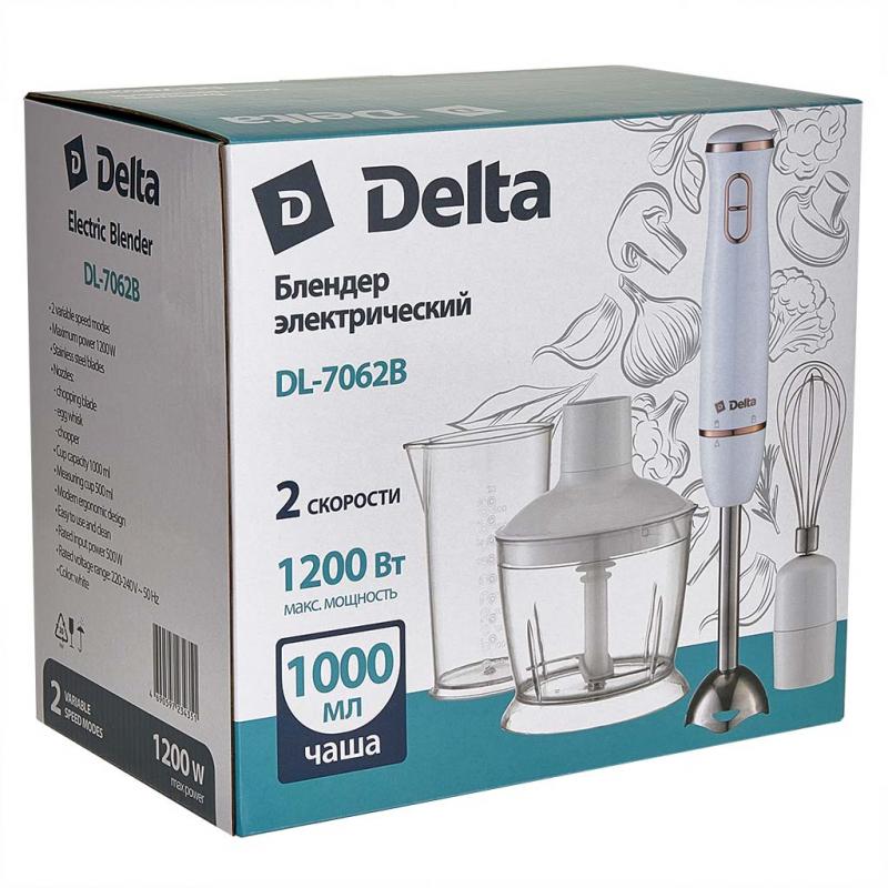Блендерный набор 1200Вт Delta измельч. венч. стакан регулир.скорости бел. (12шт) - DL-7062В