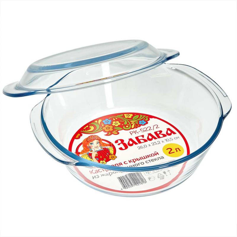 Кастрюля д/запекания стекло 2л Забава кругл с/кр (12шт) - РК-522/2