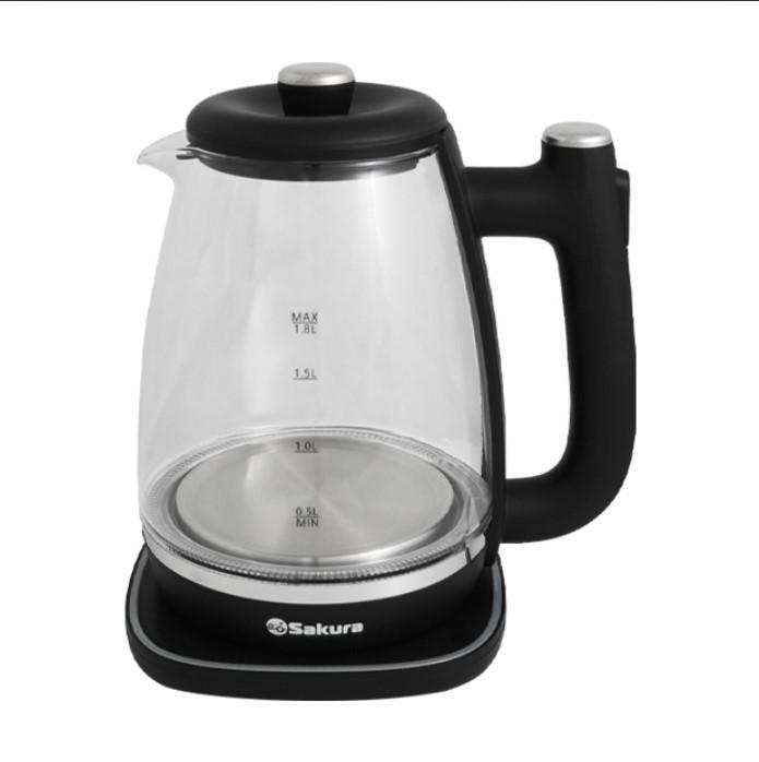 Чайник эл стекло 1,8л 1800Вт подсвет Sakura (12шт) - SA-2745BK
