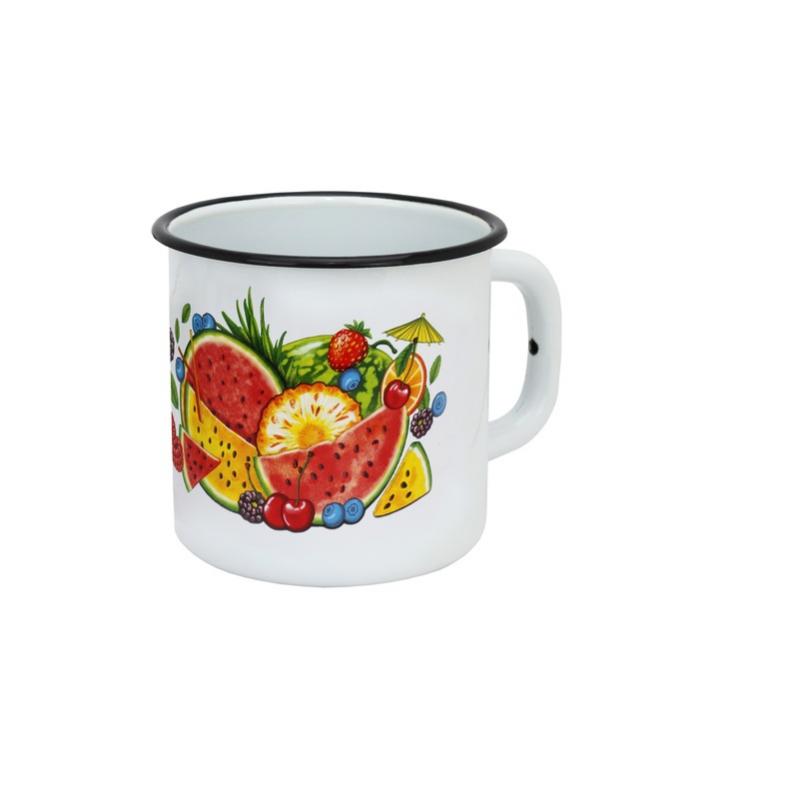 Кружка эмаль 1л б/кр с рис (18шт) - М0107/4-Арбуз