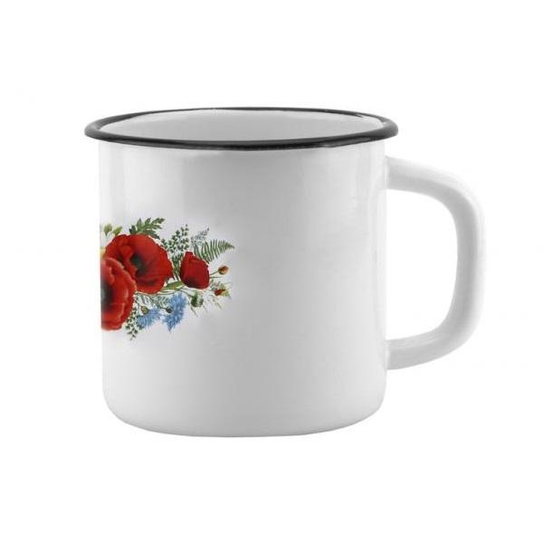 Кружка эмаль 1л б/кр с рис (18шт) - М0107/4-Маки-М