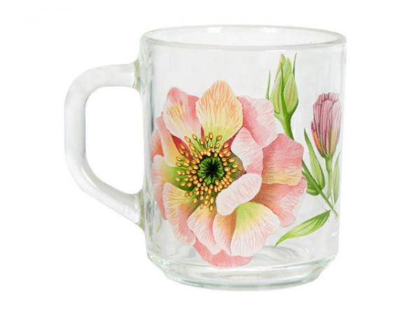 Кружка стекло 200мл Gren tea Акварельные цветы 1335 (20шт) - 1335/48789