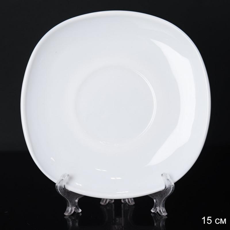 Блюдце стеклокерам 15см квадр FXB220/FB бел. (144шт) - 638994