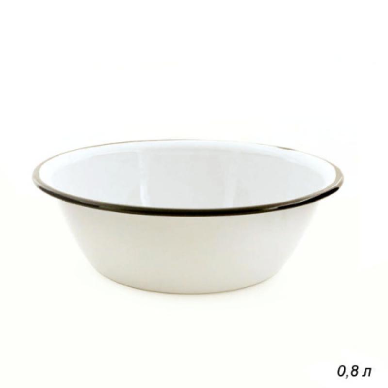 Миска эмаль 0,8л без рис бел. (20шт) - 40304-062 (703528)