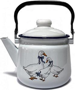 Чайник эмаль 3,5л с рис (4шт) - М2713н/4-Гуси