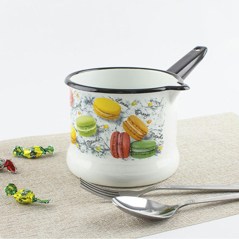 Ковш эмаль 1л б/кр с рис Цветное печенье бел. (8шт) - 90104-072/4 (704636)