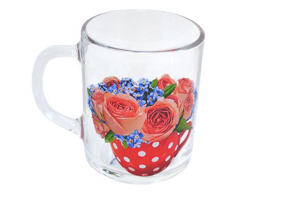 Кружка стекло 200мл Gren tea Цветочная чаша моя 1335 (20шт) - 1335/66604