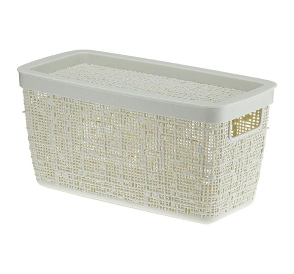 Контейнер пласт 4л Бязь с/кр (коробка) бел. ротанг (12шт) - М 2325