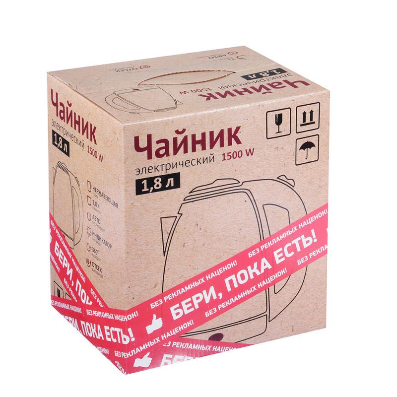 Чайник эл нерж 1,8л 1500Вт диск (18шт) - 475-154