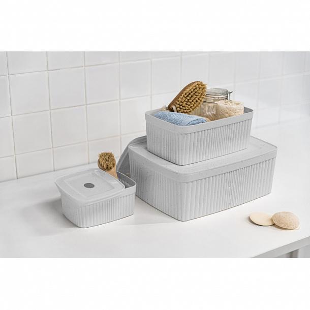 Корзинка пласт 6,55л 29,5*22,5*11см Вельвет с/кр (коробка) св.-сер. флэк (8шт) - 433238938