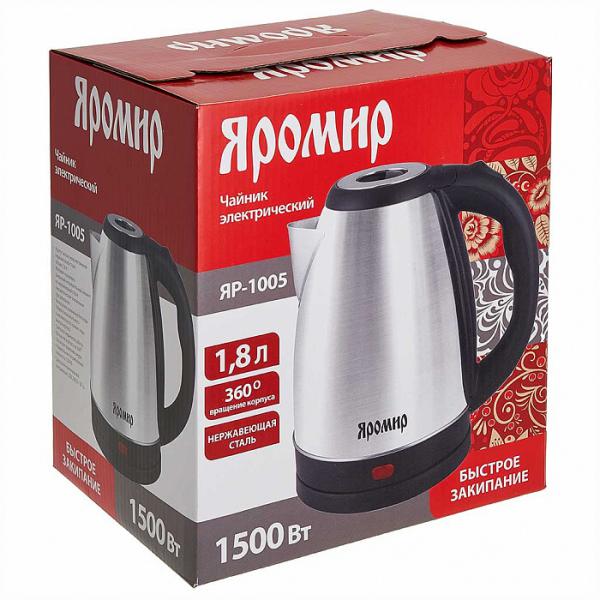 Чайник эл нерж 1,8л 1500Вт Яромир ЯР-1005 (12шт)