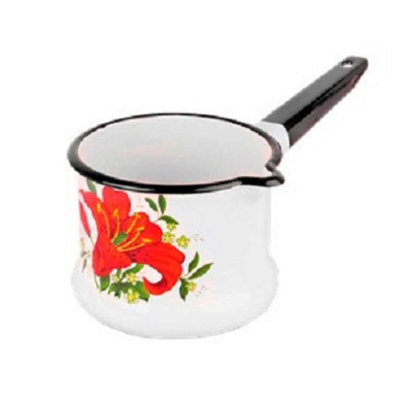 Ковш эмаль 1л б/кр с рис бел. (8шт) - 90104-072 (703956)