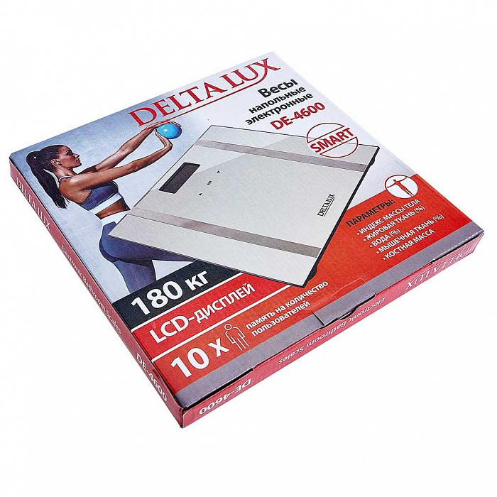 Весы напольные эл 180кг Delta Lux Smart бел. (10шт) - DE-4600